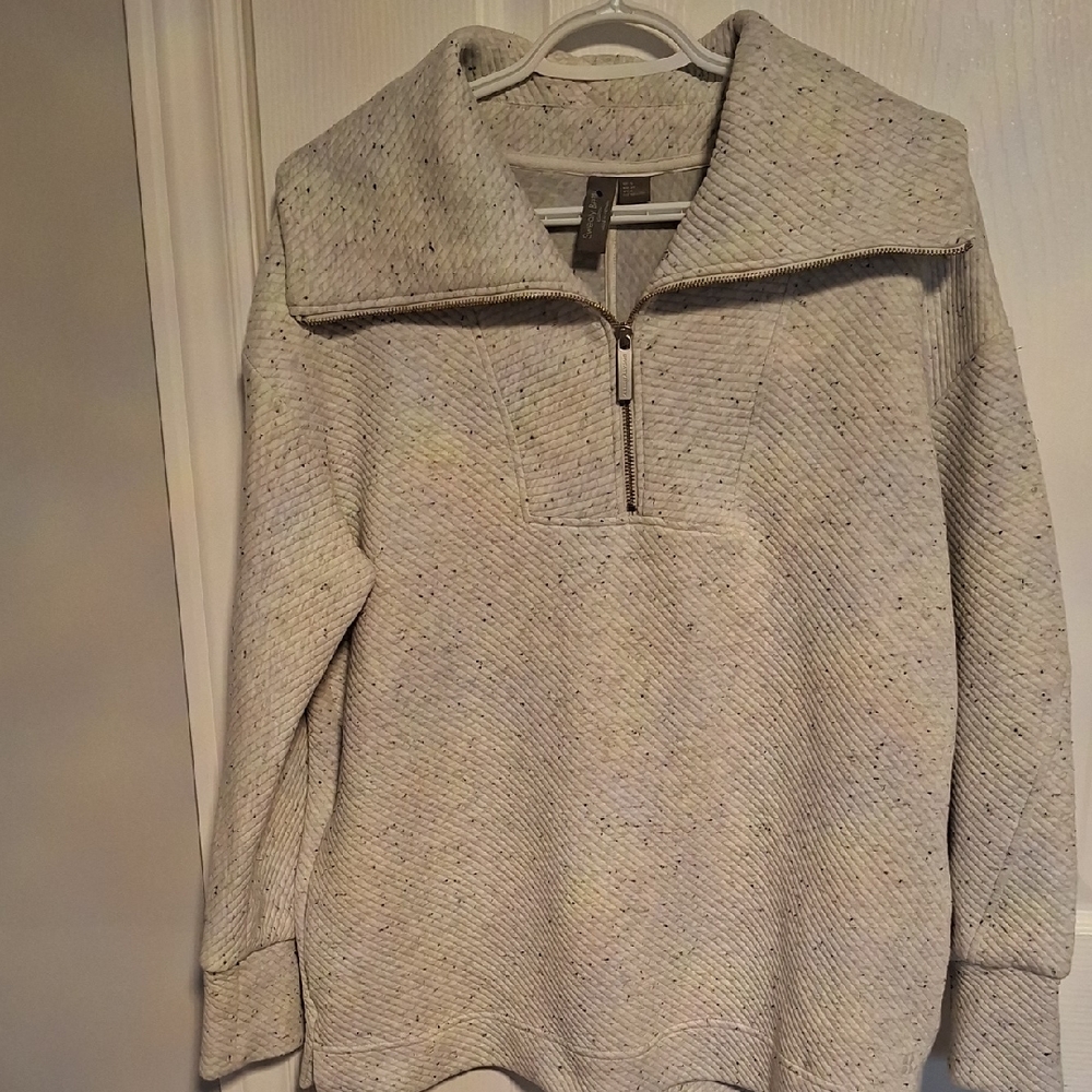 Sweaty Betty Cozy Half-Zip Pullover Sweater - Cream Speckle